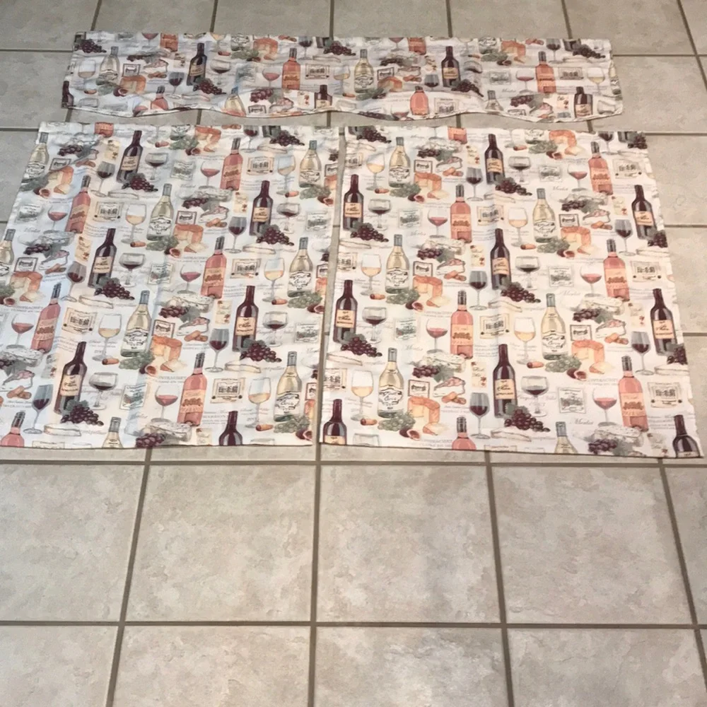 Curtains Wine Themed 3 Piece Curtains Set